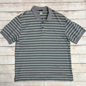 Patagonia Men's Size Medium Organic Cotton Striped collared Polo Gray Shirt/Golf
